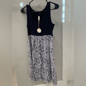 Pink blush navy and lace dress